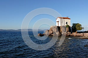 Wedding church at the seaside. Lesvos. Greece
