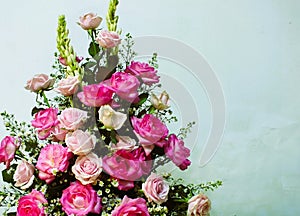 wedding colorful rose bouquet. Fresh, lush bouquet of colorful flowers. rose flower blooming