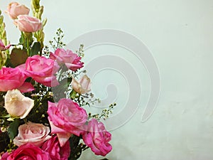 wedding colorful rose bouquet. Fresh, lush bouquet of colorful flowers. rose flower blooming