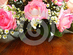 wedding colorful rose bouquet. Fresh, lush bouquet of colorful flowers. rose flower blooming