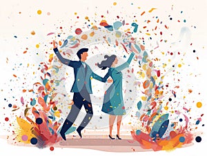 Wedding Confetti Celebration Clipart