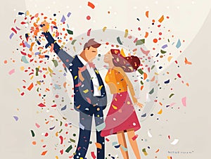 Wedding Confetti Celebration Clipart