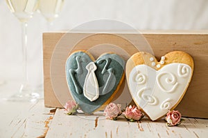 Wedding cookings of bride and groom