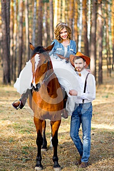 Wedding in country style in the woods