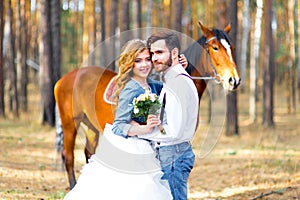 Wedding in country style in the woods