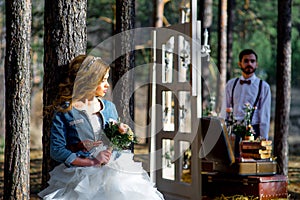 Wedding in country style in the woods