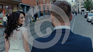 Wedding couple in the beautiful city