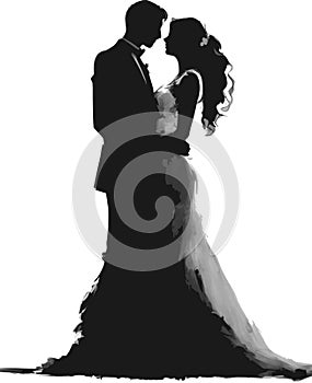 Wedding couple black silhouette