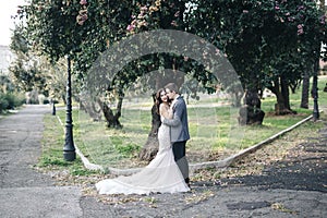 Wedding couple bride groom fashion outside