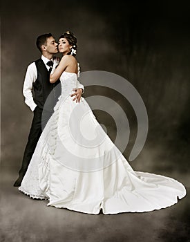 Wedding Couple, Bride and groom fashion studio shoot