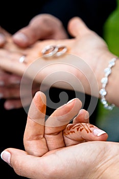 Wedding couple handover wedding rings