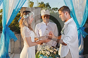 Wedding couple just married