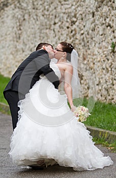 Wedding couple kiss