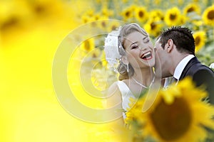 Wedding couple kissing