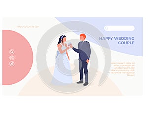 Wedding couple landing page flat vector design