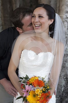 Wedding couple oudoors