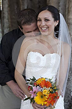 Wedding couple oudoors