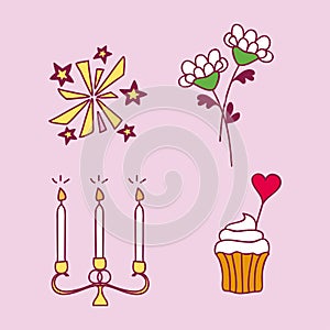 Wedding couple relationship marriage nuptial icons design ceremony celebration and holliday folk icons beauty hand drawn