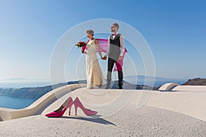 Wedding couple on the roof