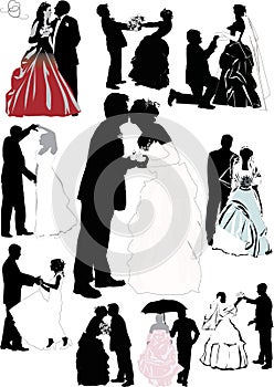 Wedding couple silhouette collection