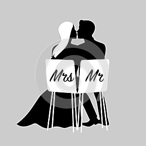Wedding couple silhouettes.