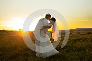 Wedding couple on sunset