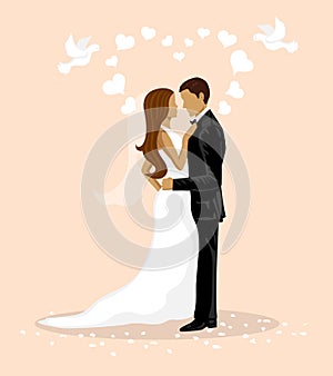 Wedding Couple Vector Illustration. Bride and Groom