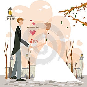 a wedding couple. Vector illustration decorative design