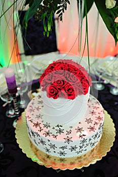 Wedding cake with whipped cream photo