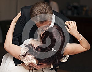 Wedding dance kiss