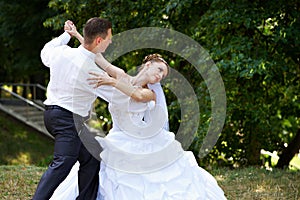 Wedding dance in park