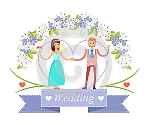 Wedding Dancing Bride, Groom Vector Illustration
