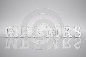 Wedding day concept Mr & Mrs letters