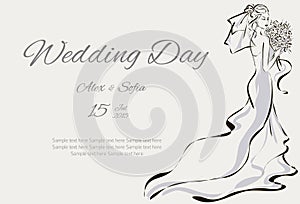 Wedding Day invitation with beautiful fiancee