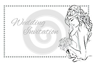 Wedding Day invitation with beautiful fiancee