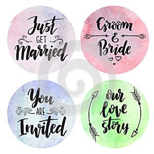 Wedding day marriage proposal phrases text lettering invitation cards calligraphy hand drawn greeting love label