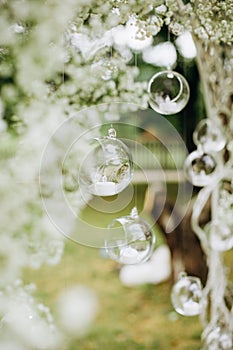 Wedding decor flowers postcard ball glass hang