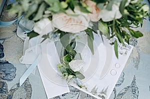 wedding decor flowers postcard empty space invitation