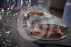 Wedding decor. Flowers in the restaurant, table setting