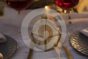 Wedding decor glasses, casket in the sunshine