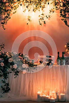 Wedding decor in a restaurant on the table