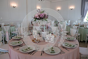 Wedding decor table setting and flowers