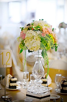 Wedding decor table setting and flowers