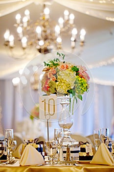 Wedding decor table setting and flowers