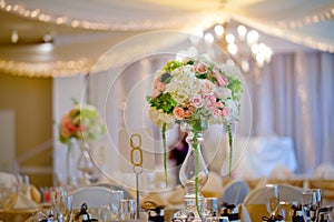 Wedding decor table setting and flowers