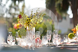 Wedding decor table setting and flowers