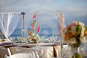 Wedding decor table setting and flowers