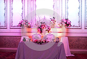 Wedding decor table setting and flowers