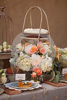 Wedding decor table setting and flowers