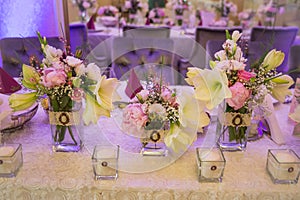 Wedding decor table setting and flowers